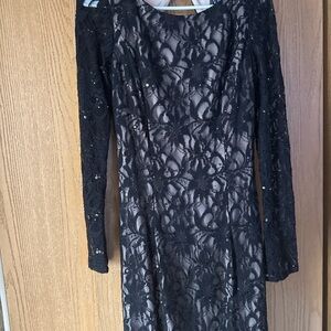 Night Way Collections Black Sequin Lace Dress